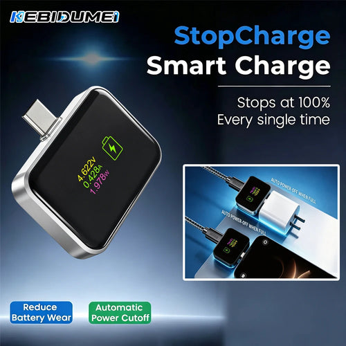 KEBIDUMEI 140W Smart Auto Stop Charging Adapter Type C Full Charge Disconnect Protector Overcharge Protection for Phone Laptop